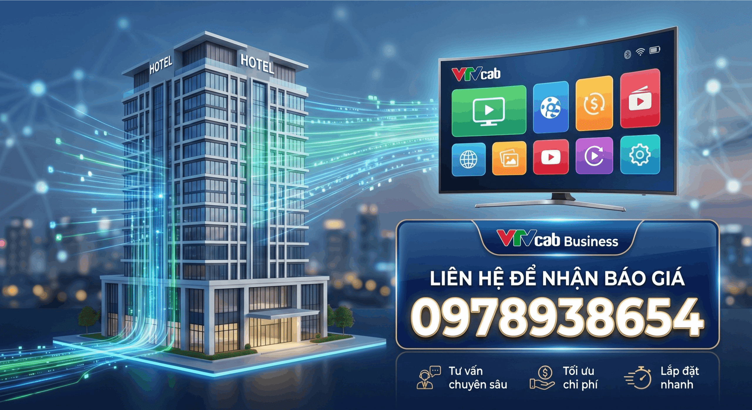 lắp đặt truyền hình nhà nghỉ khách sạn homestay resort